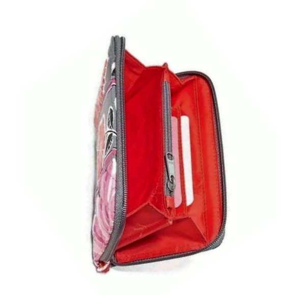 Vera Bradley Cherry Blossoms Zip Around Wristlet - Picture 2 of 6